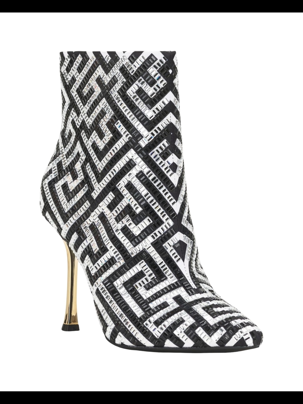 Customer Return INC Black & White Geometric embelisshed Stiletto Ankle Boots 8M